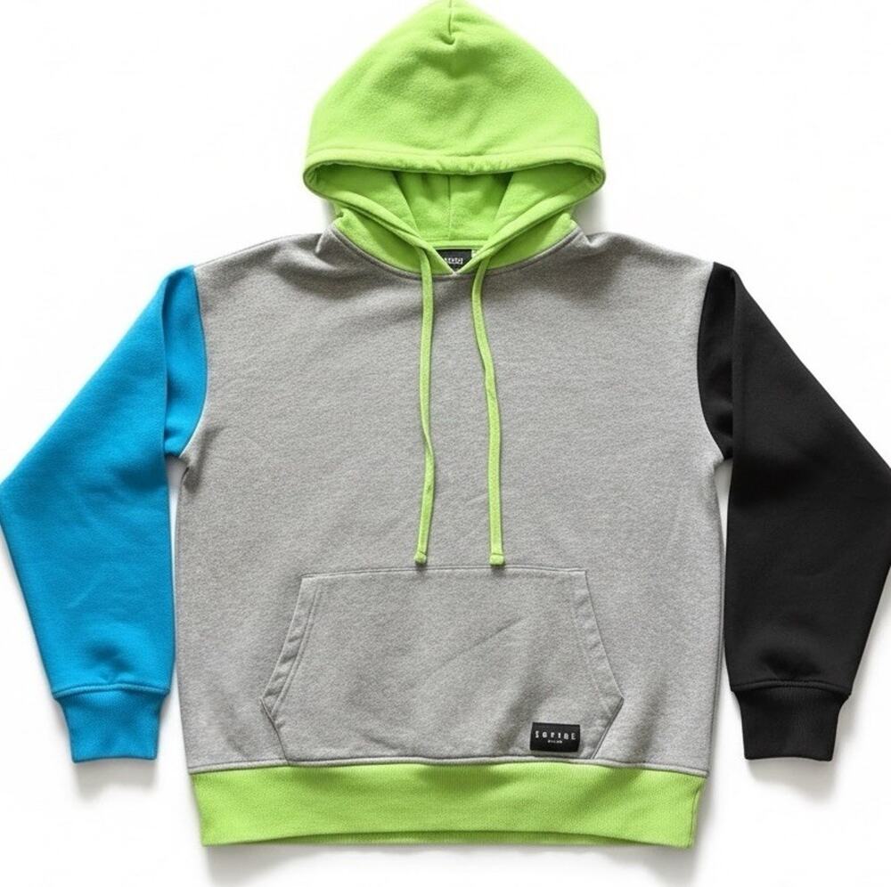 Empyre Colorblock Hoodie Sweatshirt Mens Small Gray Green Blue Streetwear